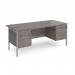 Maestro 25 straight desk 1800mm x 800mm with two x 2 drawer pedestals - silver H-frame leg, grey oak top MH18P22SGO