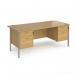 Maestro 25 straight desk 1800mm x 800mm with two x 2 drawer pedestals - silver H-frame leg, oak top MH18P22SO