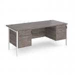 Maestro 25 straight desk 1800mm x 800mm with two x 2 drawer pedestals - white H-frame leg, grey oak top MH18P22WHGO