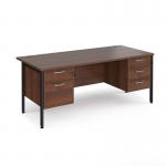 Maestro 25 straight desk 1800mm x 800mm with 2 and 3 drawer pedestals - black H-frame leg, walnut top MH18P23KW