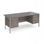 Maestro 25 straight desk 1800mm x 800mm with 2 and 3 drawer pedestals - silver H-frame leg, grey oak top MH18P23SGO