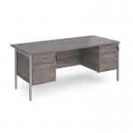 Maestro 25 straight desk 1800mm x 800mm with 2 and 3 drawer pedestals - silver H-frame leg, grey oak top MH18P23SGO