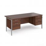Maestro 25 straight desk 1800mm x 800mm with 2 and 3 drawer pedestals - silver H-frame leg, walnut top MH18P23SW