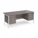 Maestro 25 straight desk 1800mm x 800mm with 2 and 3 drawer pedestals - white H-frame leg, grey oak top MH18P23WHGO