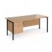 Maestro 25 straight desk 1800mm x 800mm with 2 drawer pedestal - black H-frame leg, beech top MH18P2KB