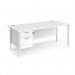 Maestro 25 straight desk 1800mm x 800mm with 2 drawer pedestal - white H-frame leg, white top MH18P2WHWH