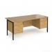 Maestro 25 straight desk 1800mm x 800mm with two x 3 drawer pedestals - black H-frame leg, oak top MH18P33KO