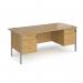 Maestro 25 straight desk 1800mm x 800mm with two x 3 drawer pedestals - silver H-frame leg, oak top MH18P33SO