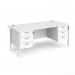Maestro 25 straight desk 1800mm x 800mm with two x 3 drawer pedestals - white H-frame leg, white top MH18P33WHWH
