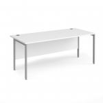 Maestro 25 straight desk 1800mm x 800mm - silver H-frame leg, white top MH18SWH
