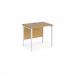 Maestro 25 straight desk 800mm x 600mm - white H-frame leg, oak top MH608WHO