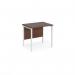 Maestro 25 straight desk 800mm x 600mm - white H-frame leg, walnut top MH608WHW