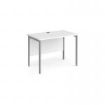 Maestro 25 straight desk 1000mm x 600mm - silver H-frame leg, white top MH610SWH