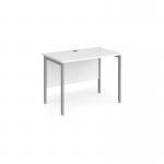Maestro 25 straight desk 1000mm x 600mm - silver H-frame leg, white top MH610SWH
