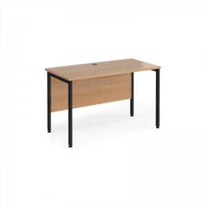 Maestro 25 straight desk 1200mm x 600mm - black H-frame leg, beech top