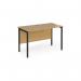 Maestro 25 straight desk 1200mm x 600mm - black H-frame leg, oak top MH612KO