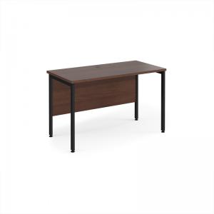 Maestro 25 straight desk 1200mm x 600mm - black H-frame leg, walnut