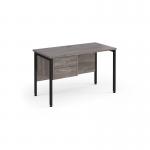 Maestro 25 straight desk 1200mm x 600mm with 2 drawer pedestal - black H-frame leg, grey oak top MH612P2KGO