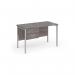 Maestro 25 straight desk 1200mm x 600mm with 2 drawer pedestal - silver H-frame leg, grey oak top MH612P2SGO