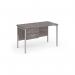 Maestro 25 straight desk 1200mm x 600mm with 2 drawer pedestal - silver H-frame leg and grey oak top