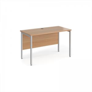 Maestro 25 straight desk 1200mm x 600mm - silver H-frame leg, beech
