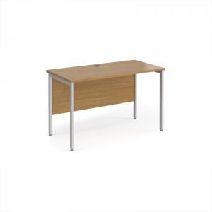 Maestro 25 straight desk 1200mm x 600mm - silver H-frame leg, oak top