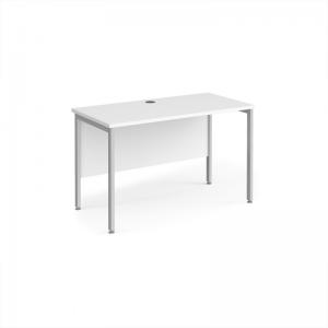 Maestro 25 straight desk 1200mm x 600mm - silver H-frame leg, white