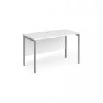 Maestro 25 straight desk 1200mm x 600mm - silver H-frame leg, white top MH612SWH