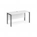 Maestro 25 straight desk 1400mm x 600mm - black H-frame leg, white top MH614KWH