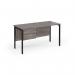 Maestro 25 straight desk 1400mm x 600mm with 2 drawer pedestal - black H-frame leg, grey oak top MH614P2KGO