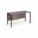 Maestro 25 straight desk 1400mm x 600mm with 2 drawer pedestal - black H-frame leg and grey oak top