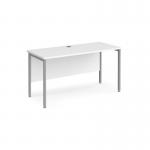 Maestro 25 straight desk 1400mm x 600mm - silver H-frame leg, white top MH614SWH