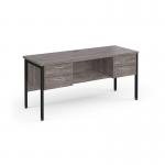 Maestro 25 straight desk 1600mm x 600mm with two x 2 drawer pedestals - black H-frame leg, grey oak top MH616P22KGO