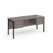 Maestro 25 straight desk 1600mm x 600mm with two x 2 drawer pedestals - black H-frame leg and grey oak top