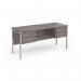 Maestro 25 straight desk 1600mm x 600mm with two x 2 drawer pedestals - silver H-frame leg and grey oak top