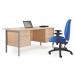Maestro 25 straight desk 1600mm x 600mm with two x 2 drawer pedestals - silver H-frame leg and grey oak top