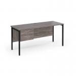 Maestro 25 straight desk 1600mm x 600mm with 2 drawer pedestal - black H-frame leg, grey oak top MH616P2KGO