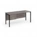 Maestro 25 straight desk 1600mm x 600mm with 2 drawer pedestal - black H-frame leg, grey oak top MH616P2KGO