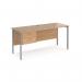 Maestro 25 straight desk 1600mm x 600mm with 2 drawer pedestal - silver H-frame leg, beech top MH616P2SB