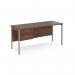 Maestro 25 straight desk 1600mm x 600mm with 2 drawer pedestal - silver H-frame leg, walnut top MH616P2SW