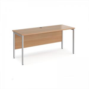 Maestro 25 straight desk 1600mm x 600mm - silver H-frame leg, beech