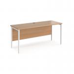 Maestro 25 straight desk 1600mm x 600mm - white H-frame leg, beech top MH616WHB