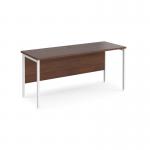 Maestro 25 straight desk 1600mm x 600mm - white H-frame leg, walnut top MH616WHW