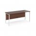 Maestro 25 straight desk 1600mm x 600mm - white H-frame leg, walnut top MH616WHW