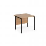 Maestro 25 straight desk 800mm x 800mm - black H-frame leg, beech top MH8KB