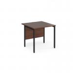 Maestro 25 straight desk 800mm x 800mm - black H-frame leg, walnut top MH8KW