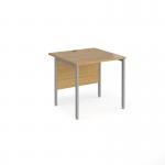 Maestro 25 straight desk 800mm x 800mm - silver H-frame leg, oak top MH8SO