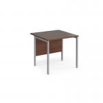 Maestro 25 straight desk 800mm x 800mm - silver H-frame leg, walnut top MH8SW