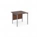 Maestro 25 straight desk 800mm x 800mm - silver H-frame leg, walnut top MH8SW