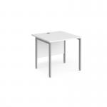 Maestro 25 straight desk 800mm x 800mm - silver H-frame leg, white top MH8SWH